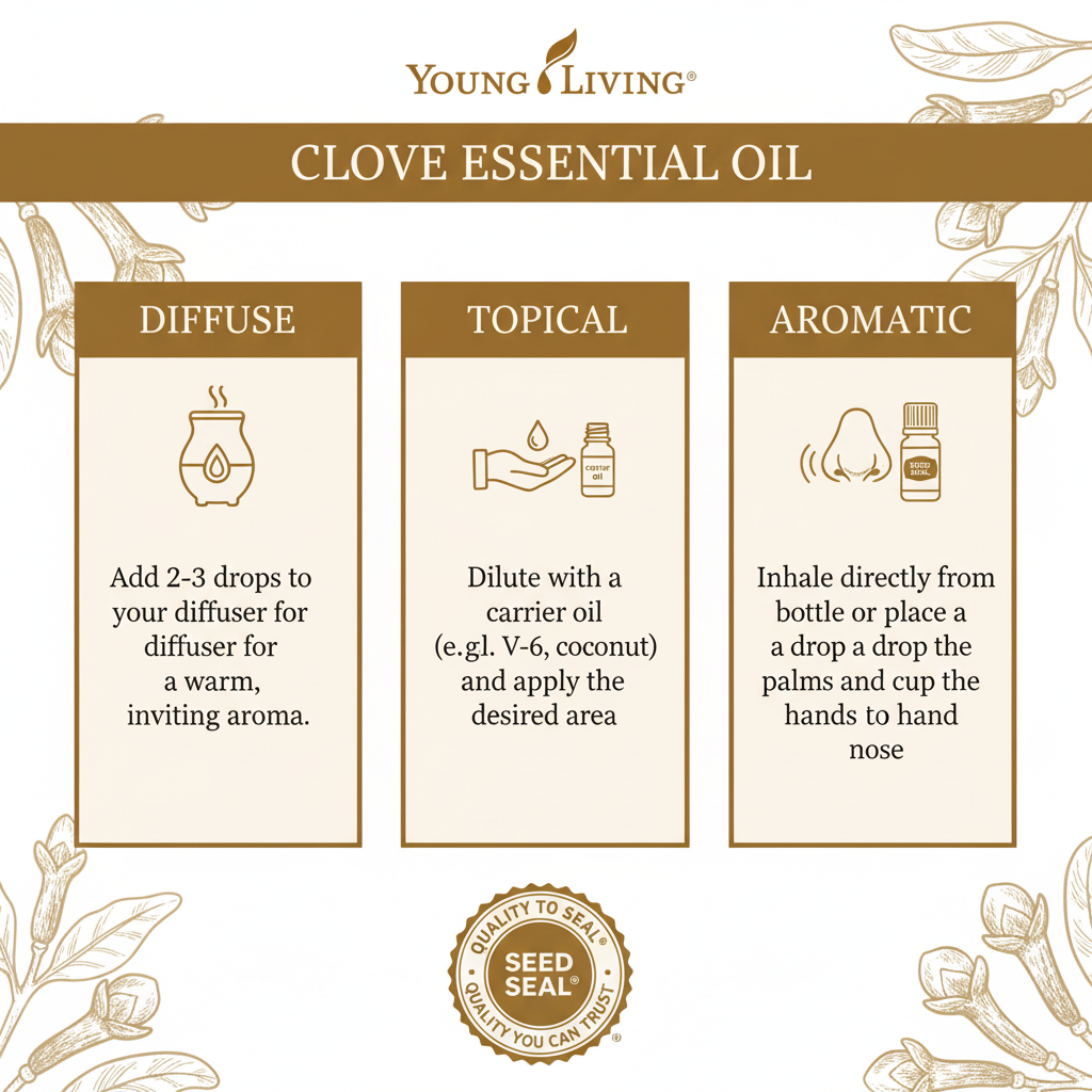 Clove Essential Oil how to use infographic