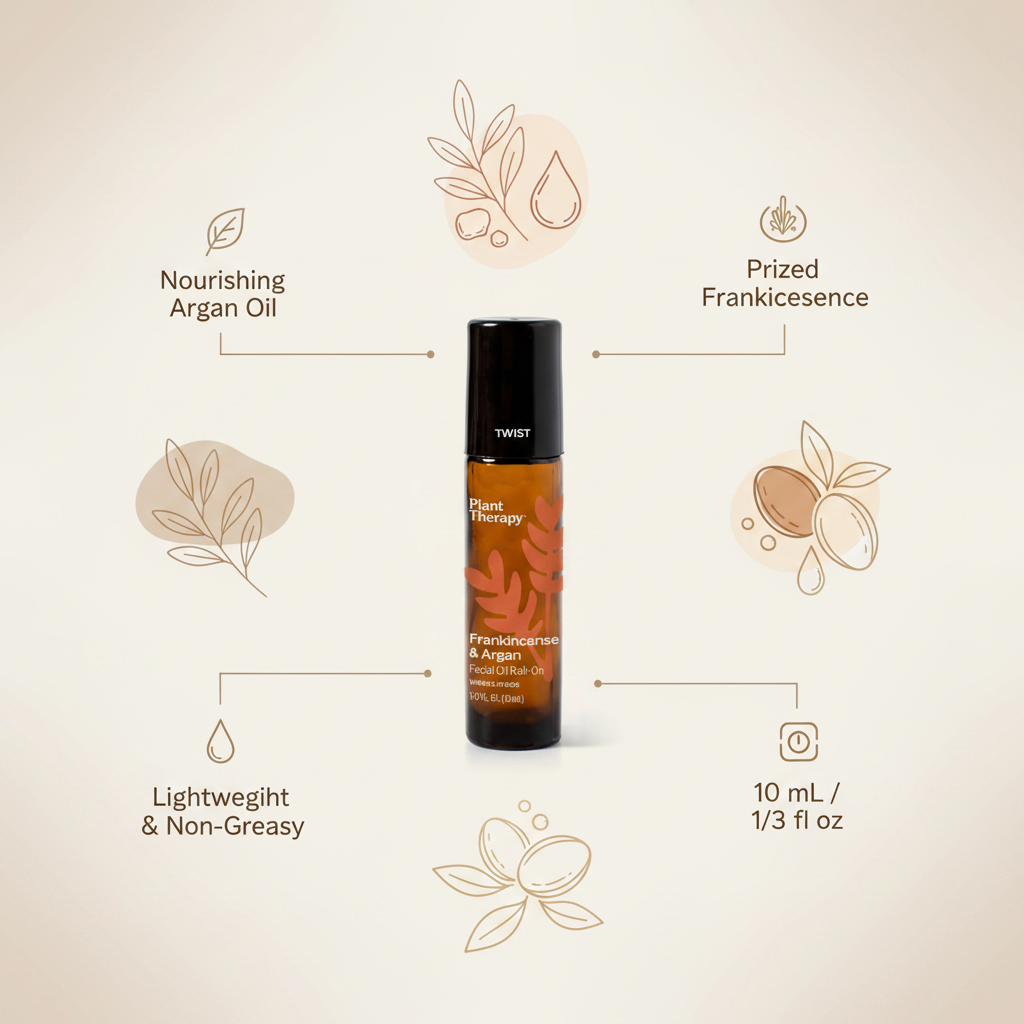 Frankincense & Argan facial oil ingredients infographic