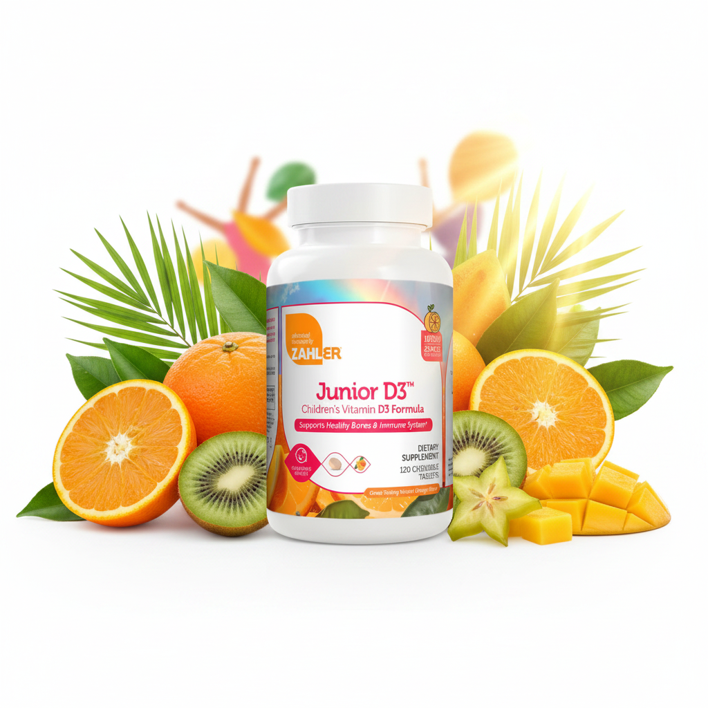 Junior D3 bottle with sunshine and tropical fruits