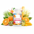 Junior D3 bottle with sunshine and tropical fruits