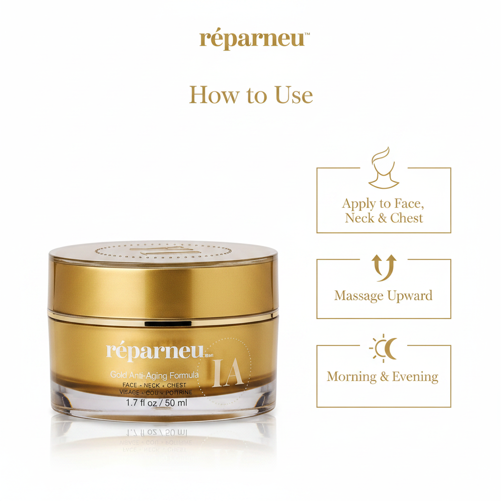 réparneu Gold Anti-Aging Formula how to use infographic