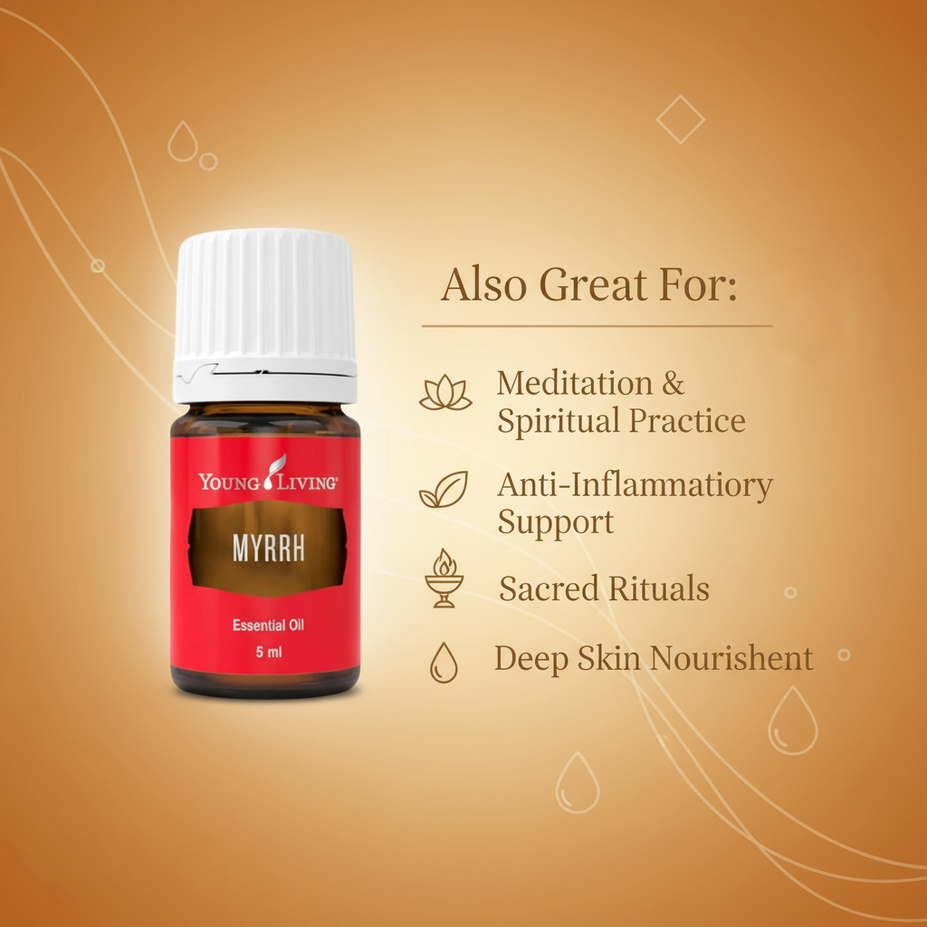 Myrrh infographic - Also Great For Meditation, Anti-Inflammatory Support, Sacred Rituals, Deep Skin Nourishment