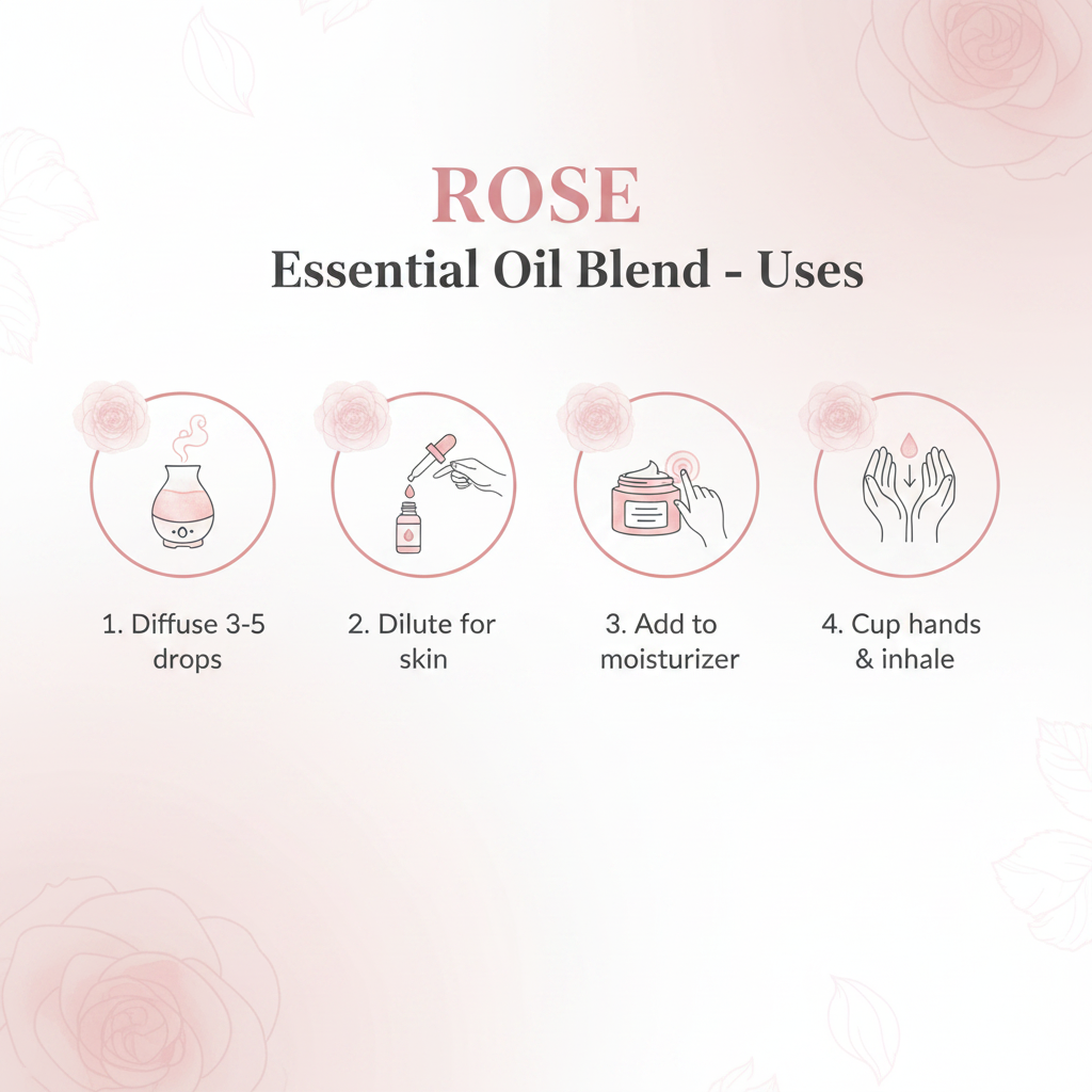 Edens Garden Rose Essential Oil how to use infographic