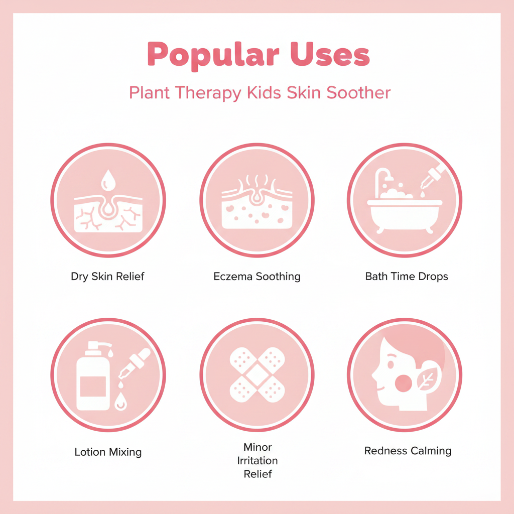 Plant Therapy Kids Skin Soother popular uses infographic