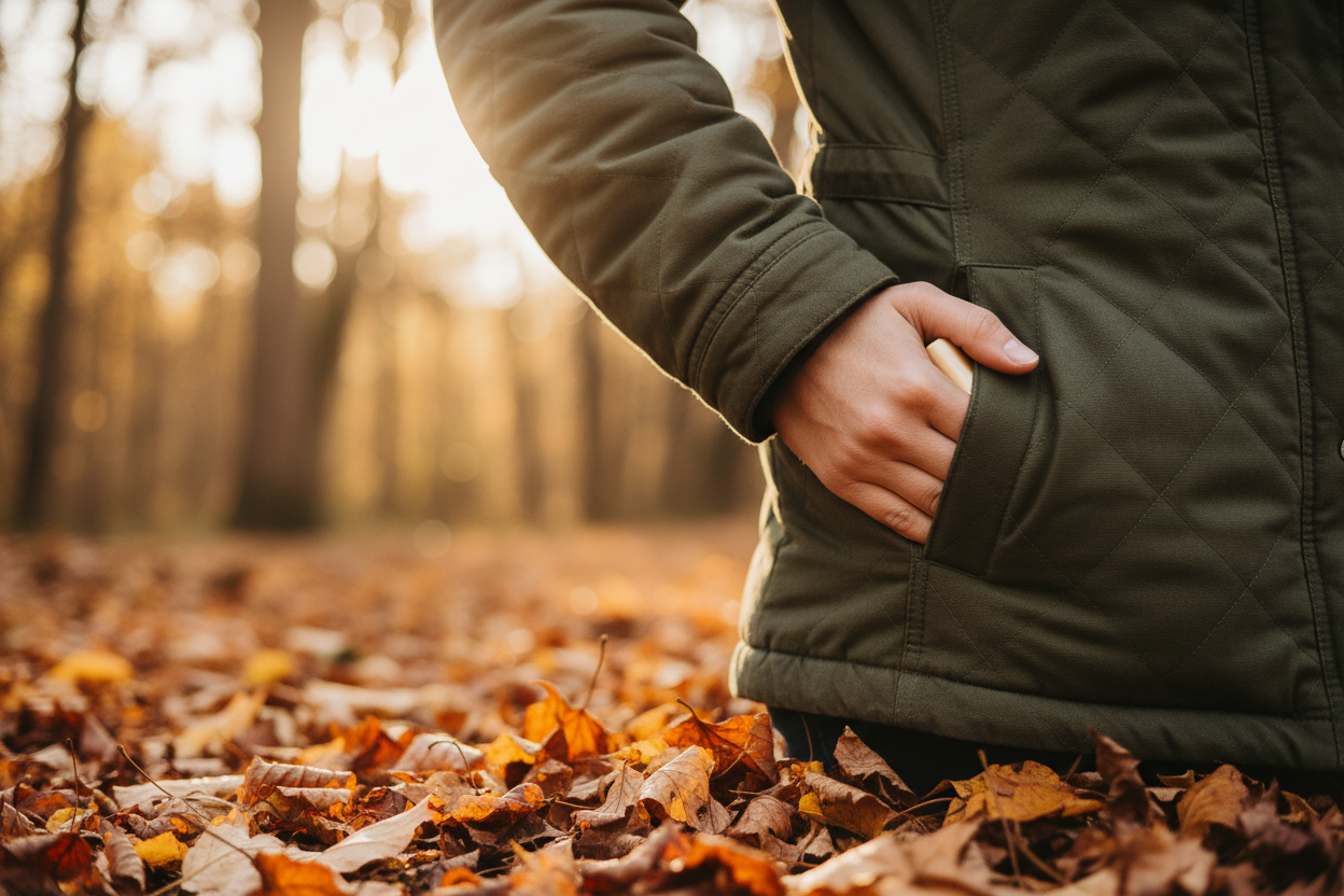 Thieves Roll-On in autumn jacket pocket