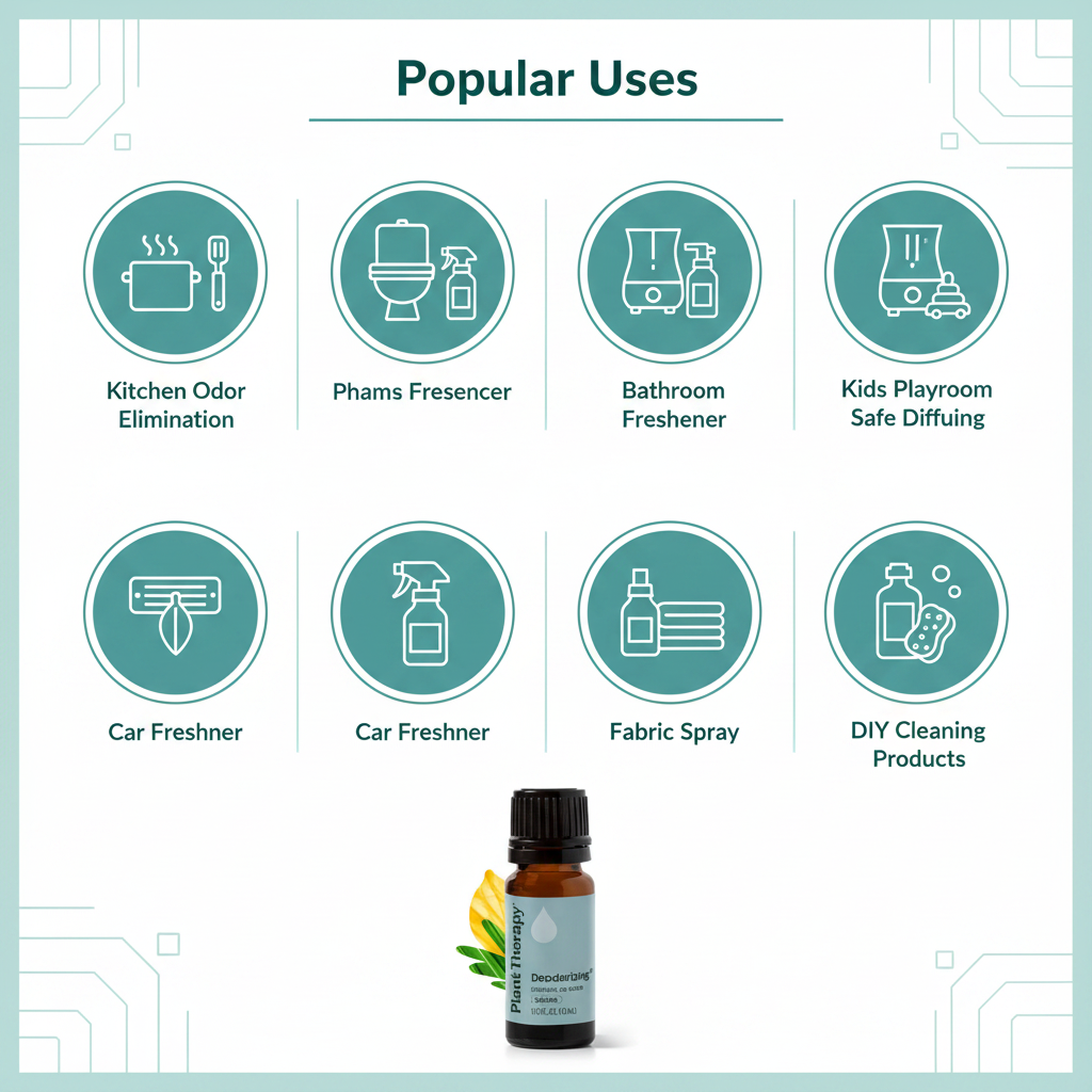 Plant Therapy Deodorizing KidSafe popular uses infographic