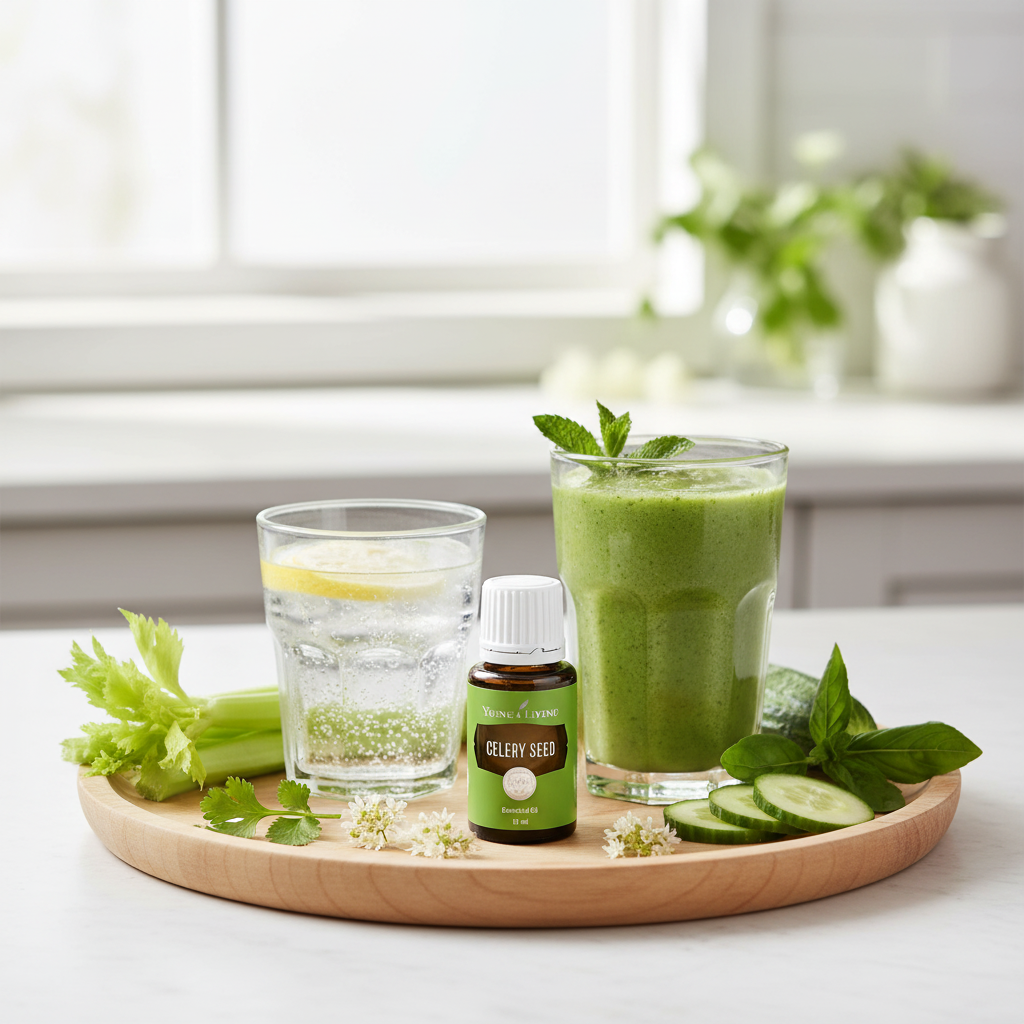 Celery Seed Essential Oil on detox wellness tray