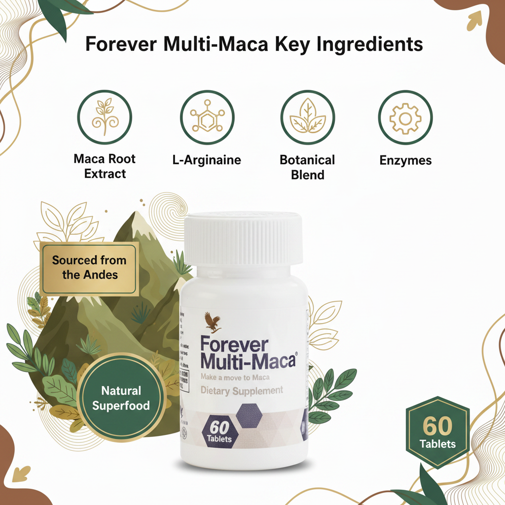 Forever Multi-Maca ingredients infographic