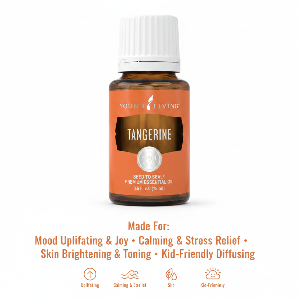 Tangerine infographic - Made For Mood Uplifting, Calming, Skin Brightening, Kid-Friendly Diffusing