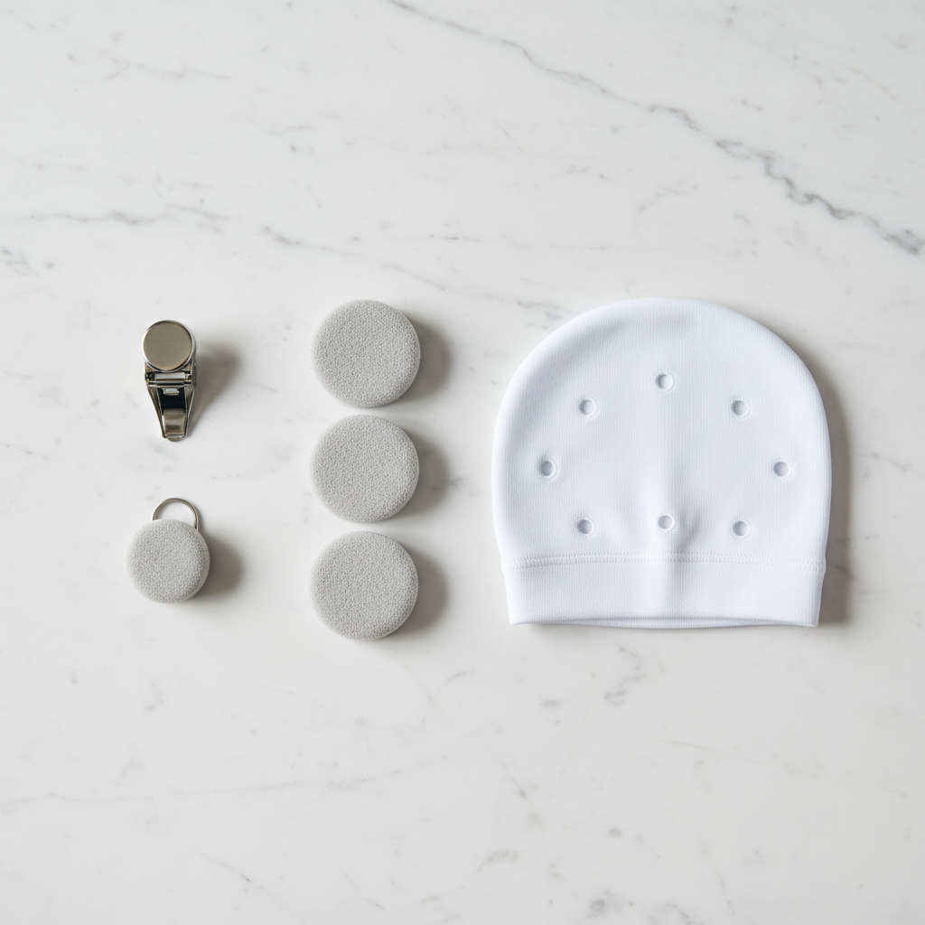 DCTnue Pro X accessories flat lay on marble surface