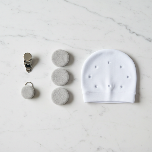 DCTnue Pro X accessories flat lay on marble surface