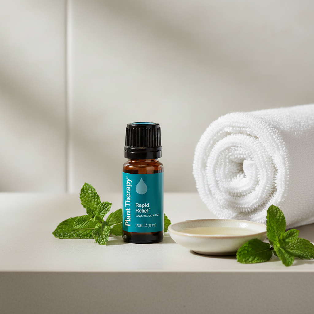 Plant Therapy Rapid Relief on spa shelf