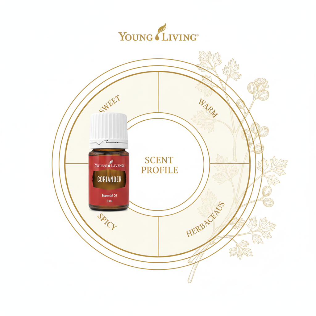 Coriander Essential Oil scent profile infographic