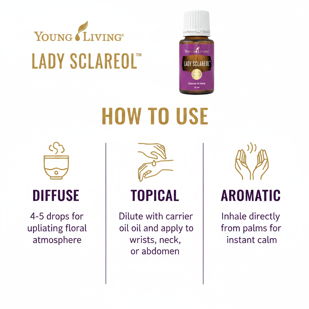 Lady Sclareol Essential Oil how to use infographic