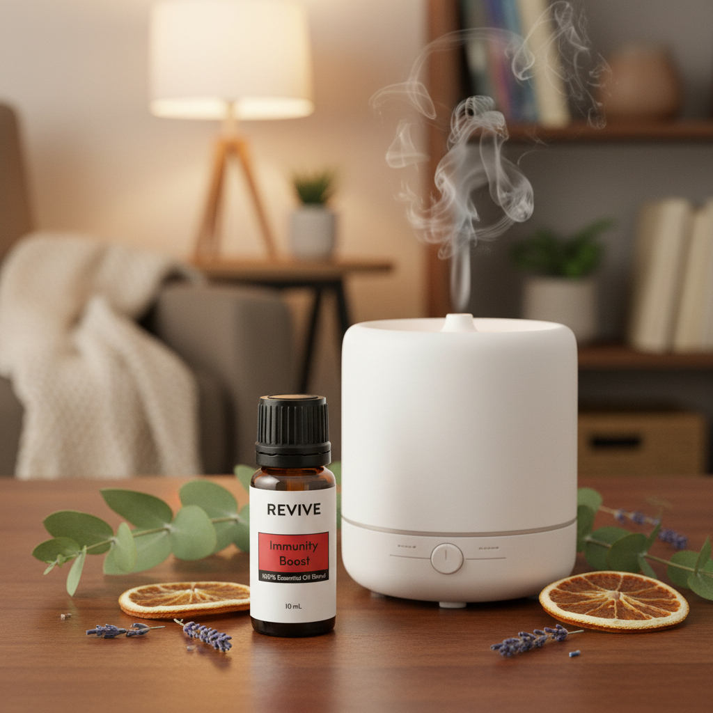 REVIVE Immunity Boost in cozy home diffuser lifestyle setting