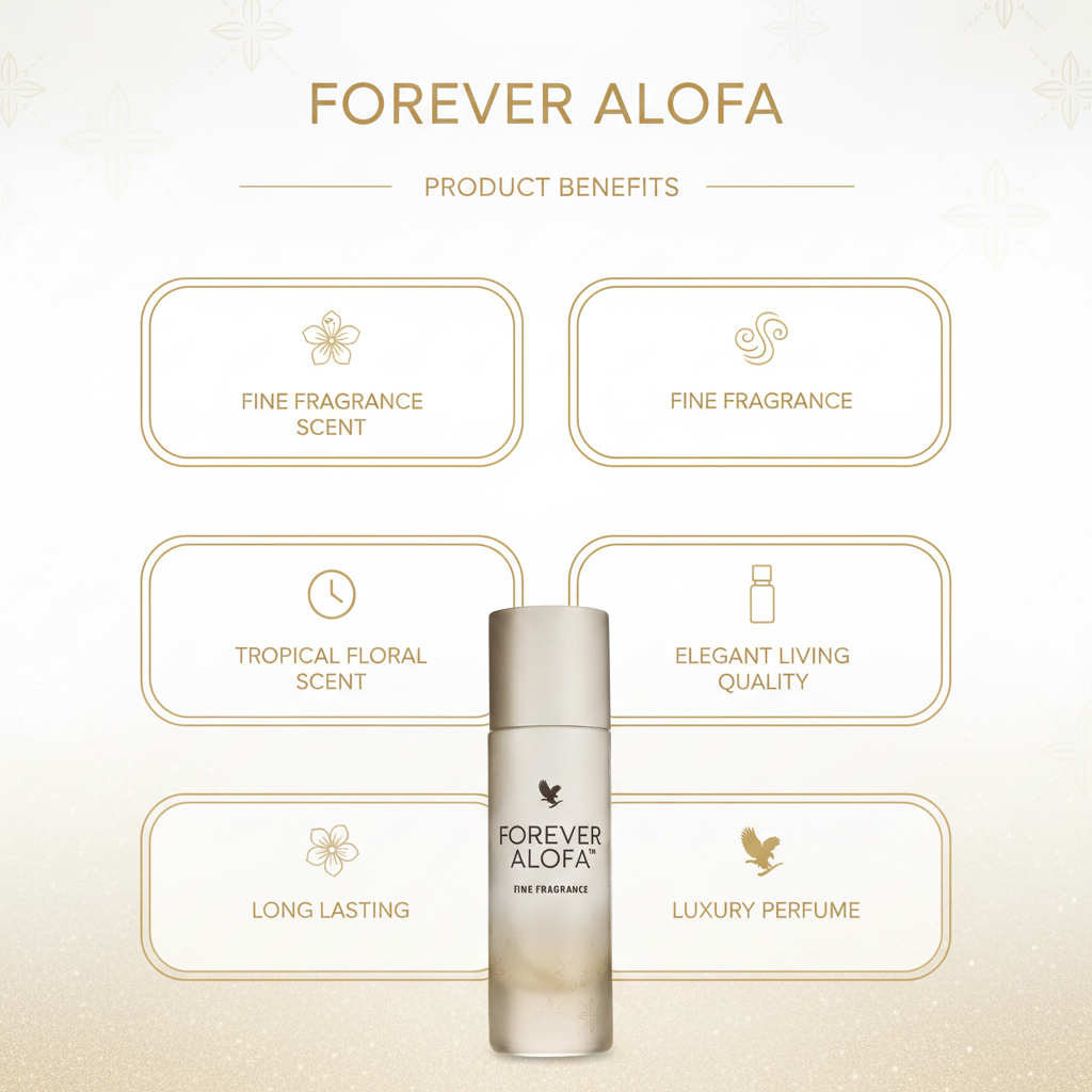 Forever Alofa Fine Fragrance benefits infographic