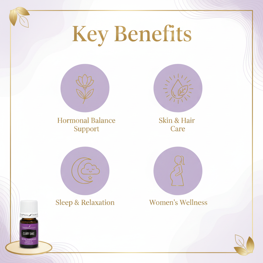 Clary Sage Key Benefits infographic