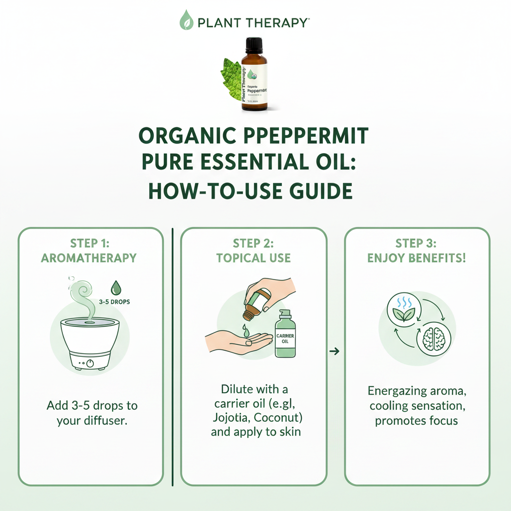 Plant Therapy Organic Peppermint how to use infographic