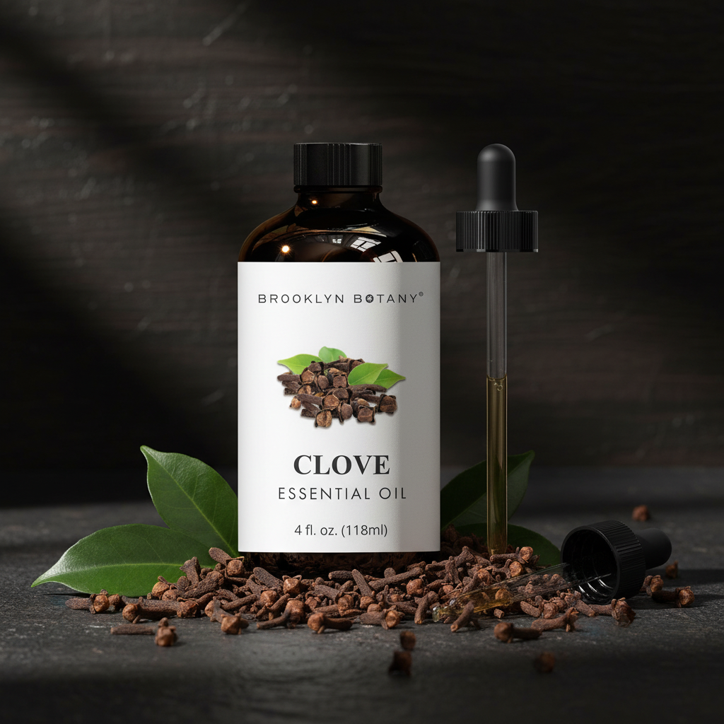 Brooklyn Botany Clove Oil moody dark background