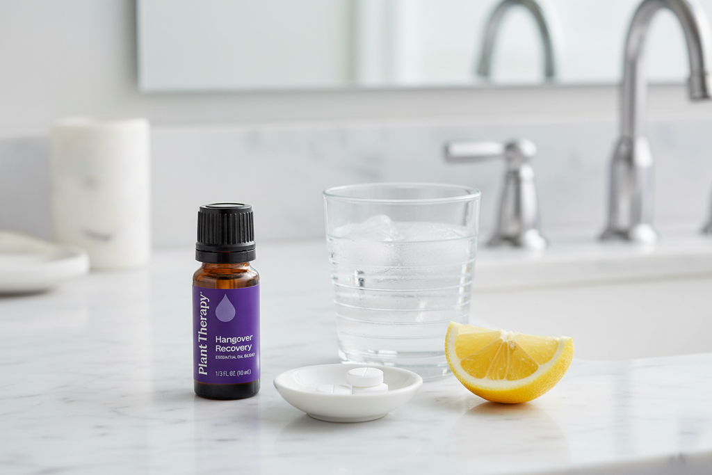 Plant Therapy Hangover Recovery on bathroom counter