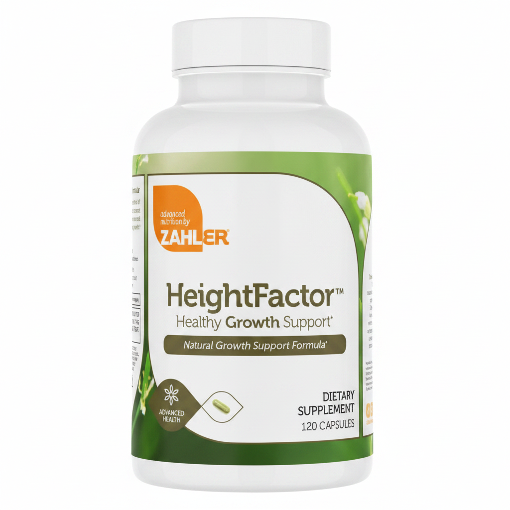 Zahler HeightFactor bottle studio product photo white background