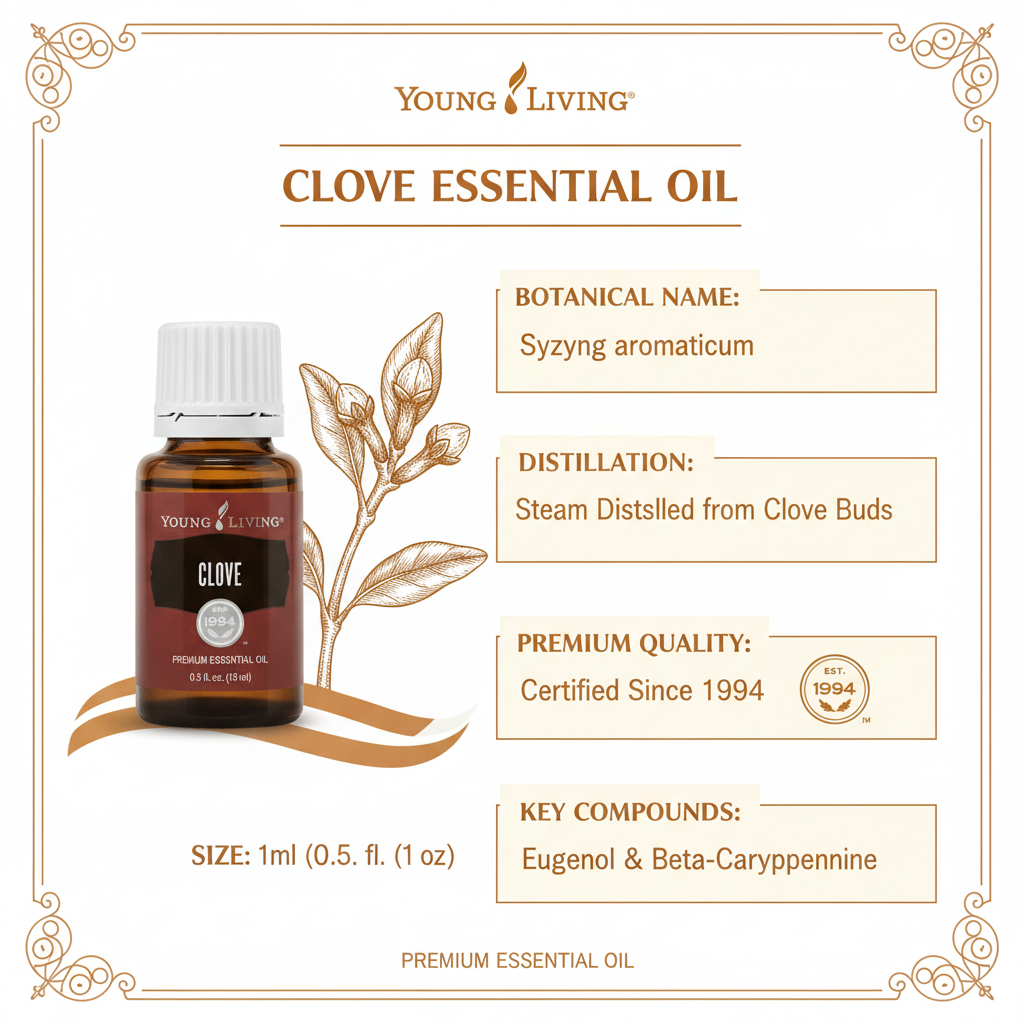 Clove Essential Oil 15ml product details infographic