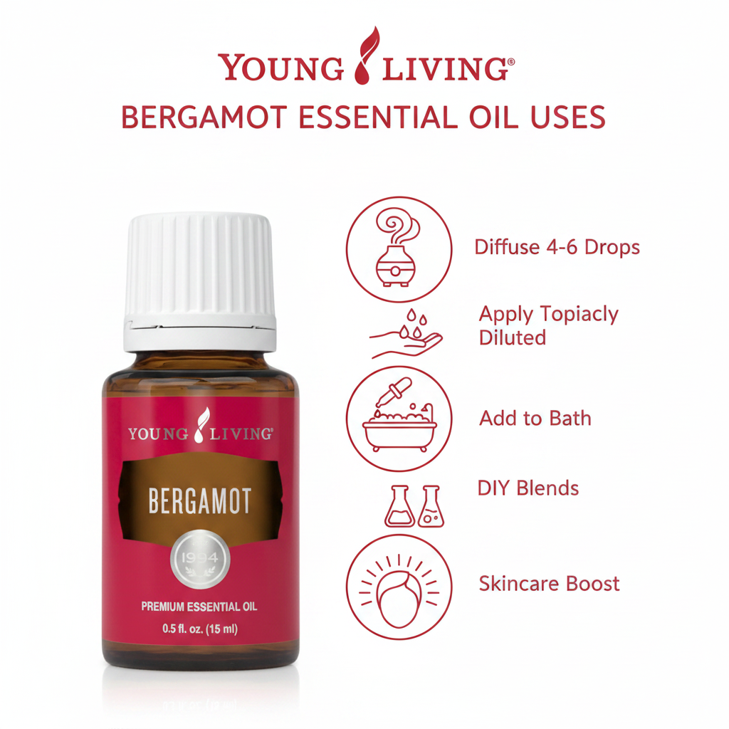 Bergamot essential oil how to use infographic