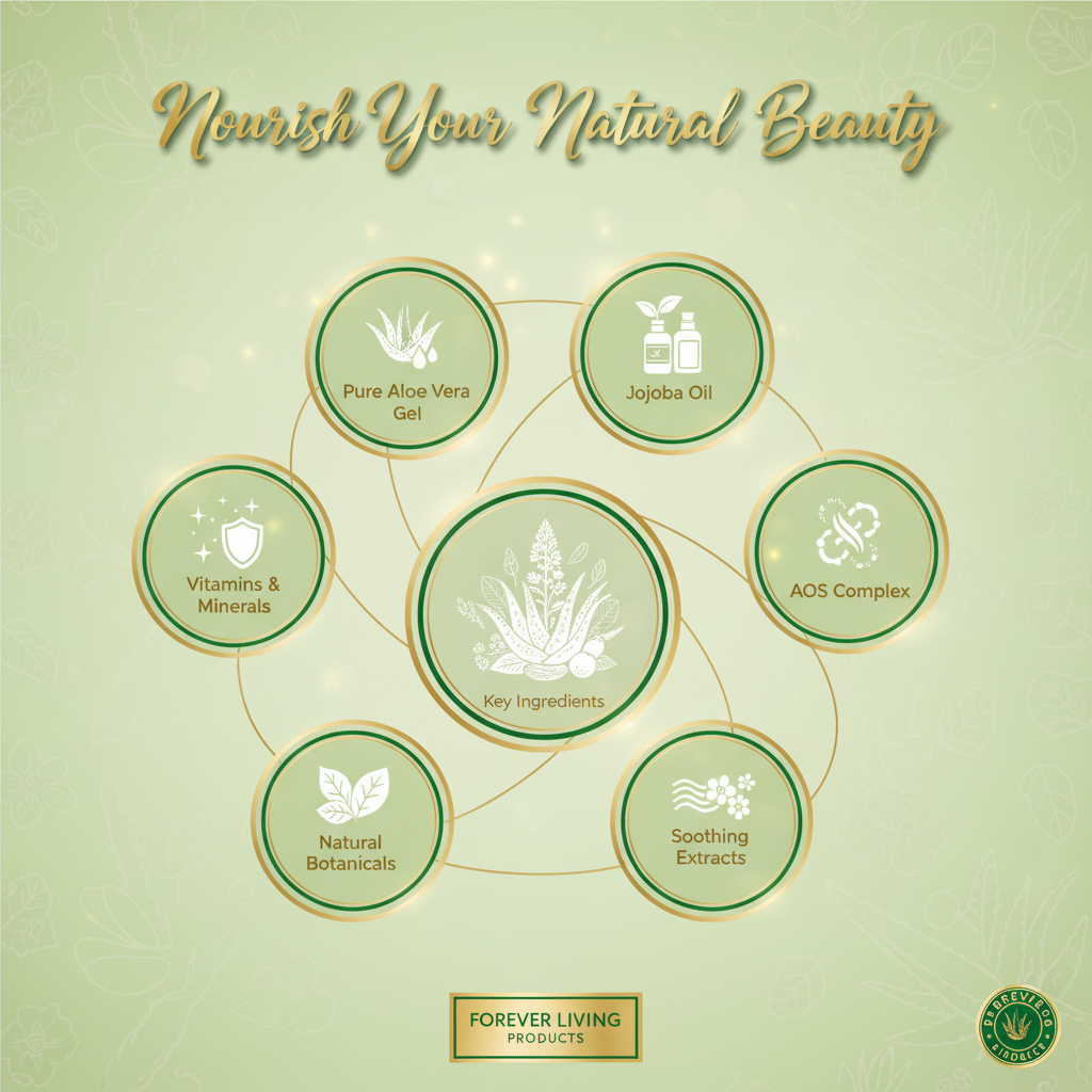 Forever Living natural beauty collection ingredients infographic