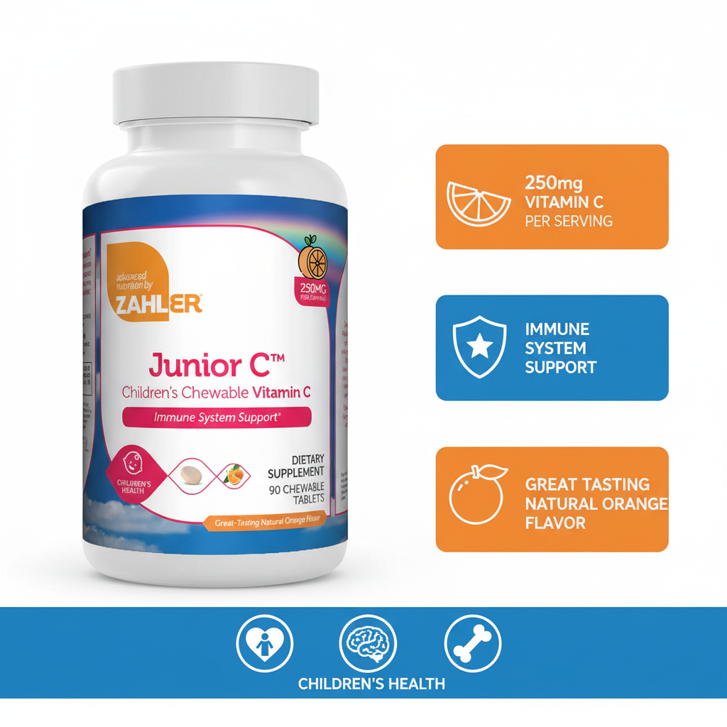 Junior C key benefits infographic 250mg Vitamin C