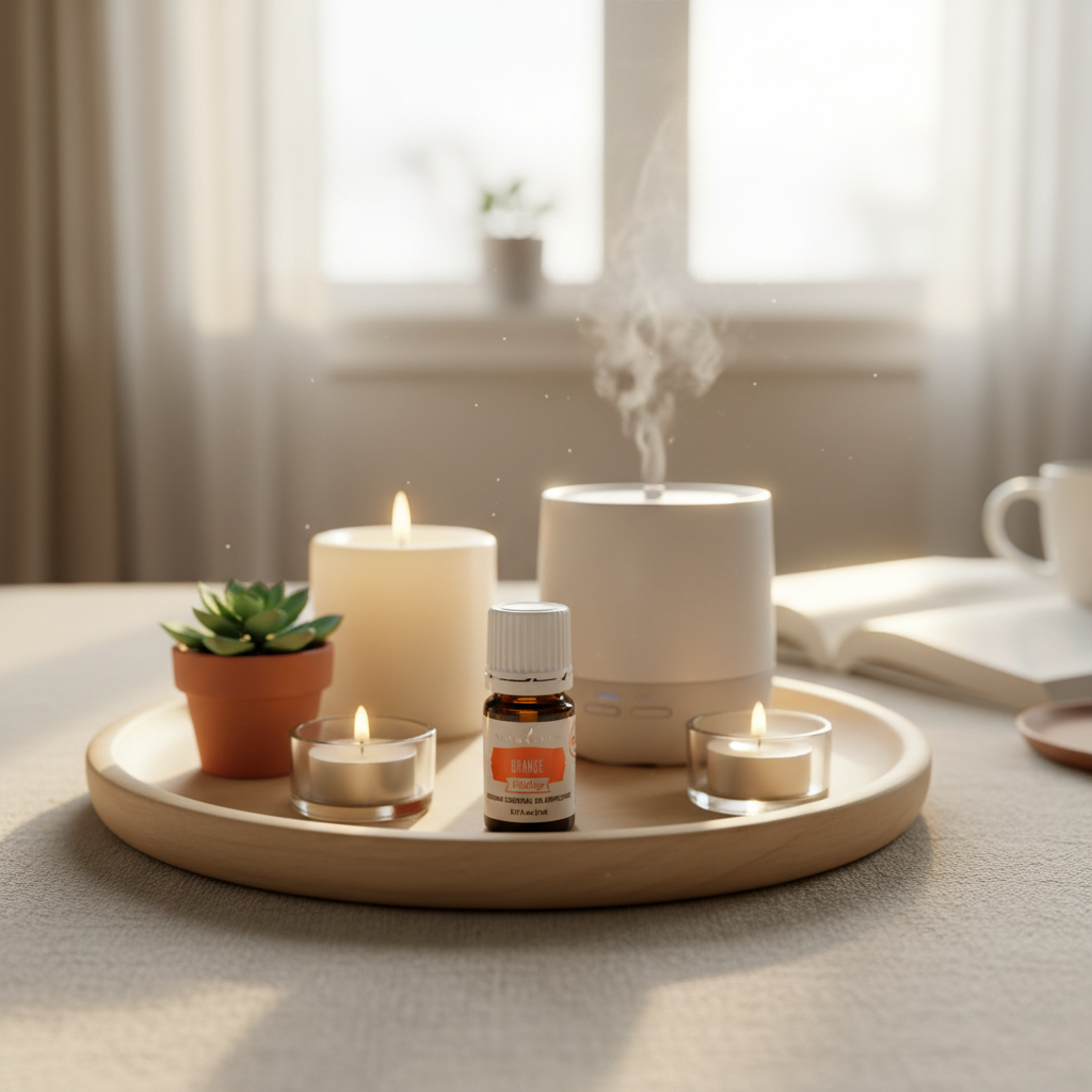Orange Vitality self-care morning tray