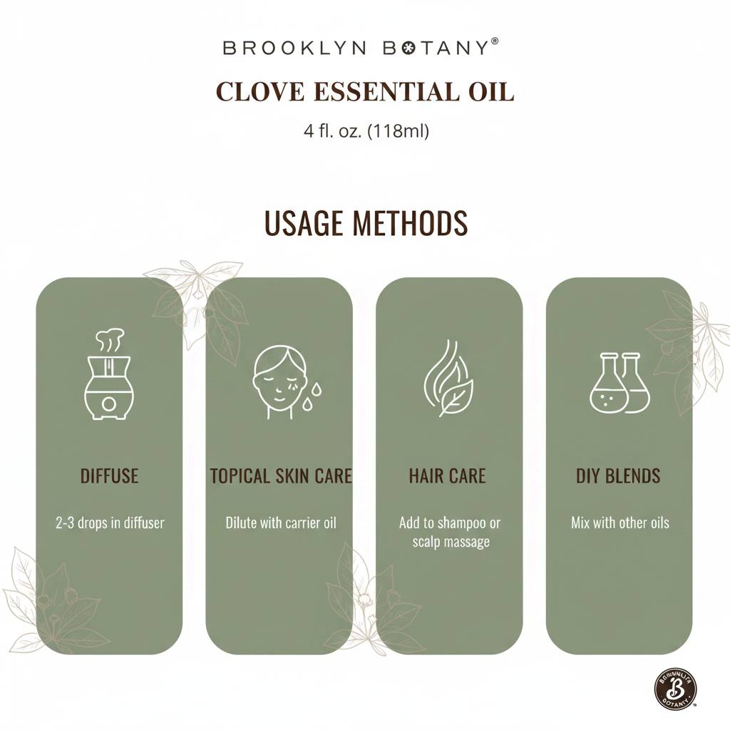 Brooklyn Botany Clove Oil how to use infographic