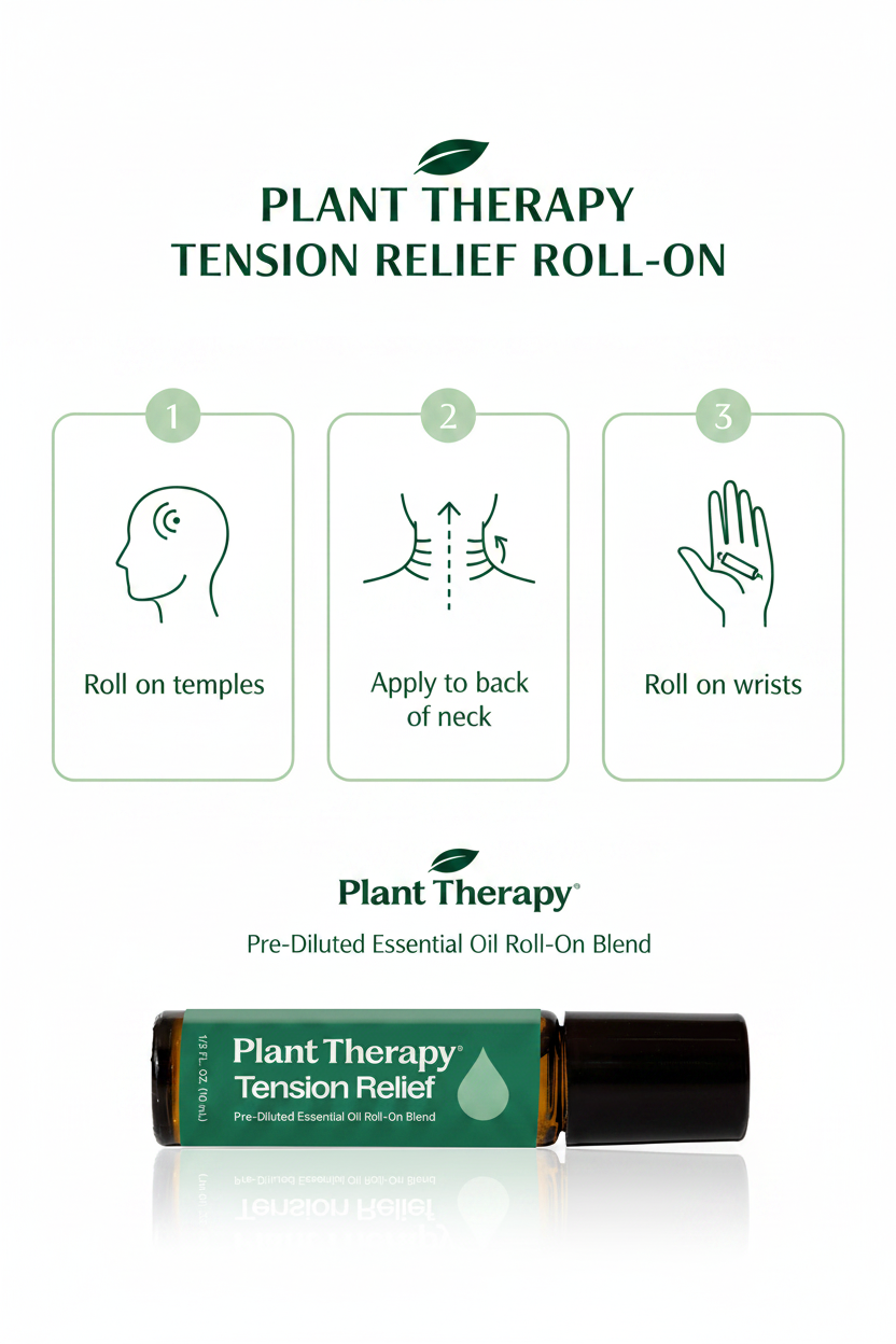 How to use Plant Therapy Tension Relief Roll-On infographic