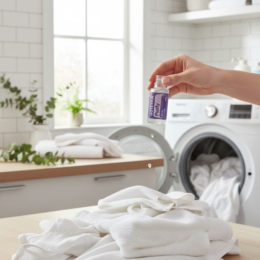 doTERRA Purify added to fresh laundry