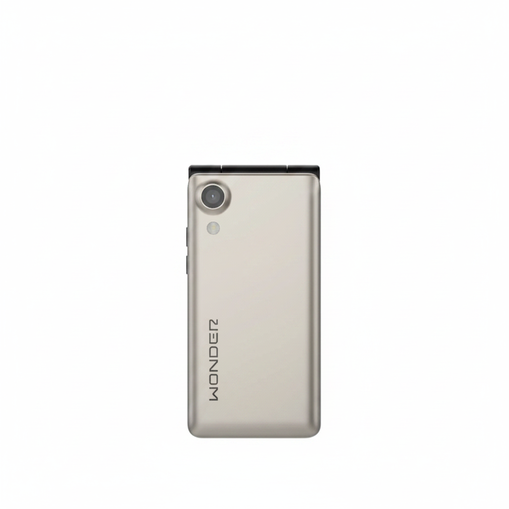 Wonder Flip Phone closed back view champagne gold