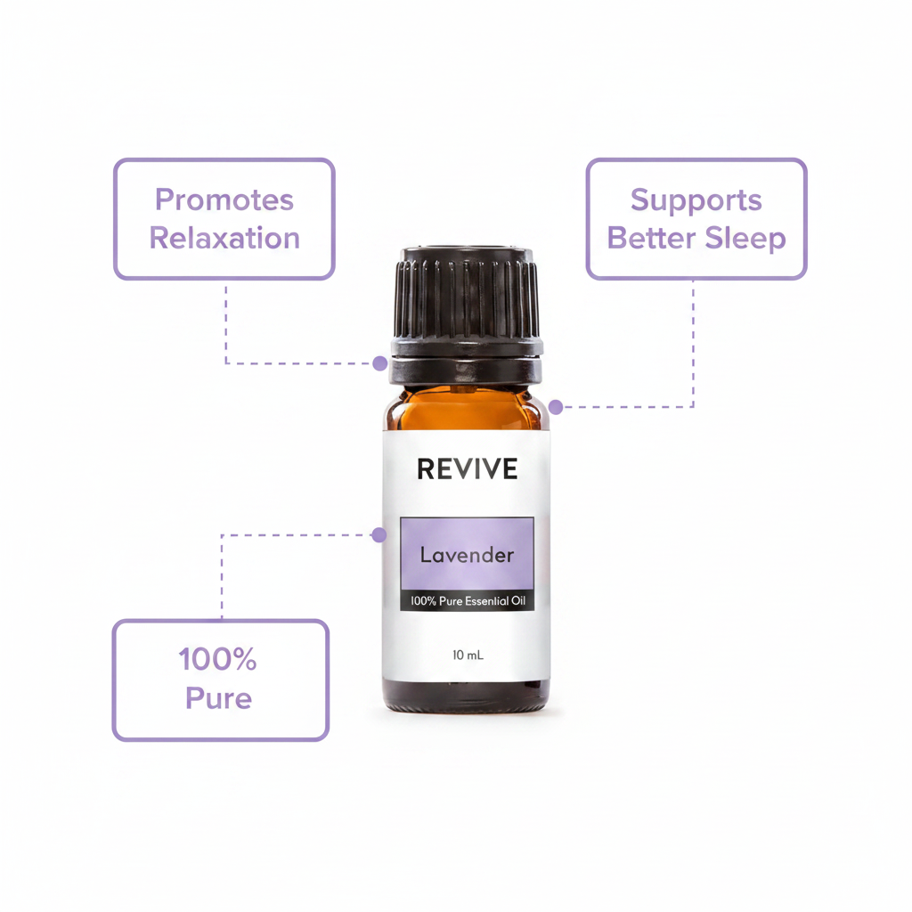 REVIVE Lavender Essential Oil benefits infographic