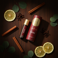 Spice flat lay with Young Living Thieves Roll-On