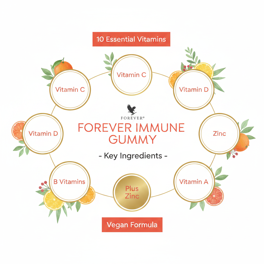 Forever Immune Gummy ingredients infographic
