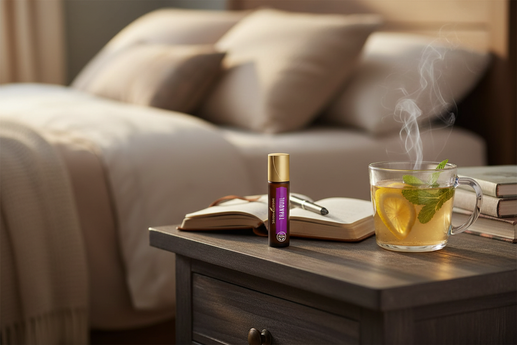 Tranquil Roll-On on nightstand bedtime scene