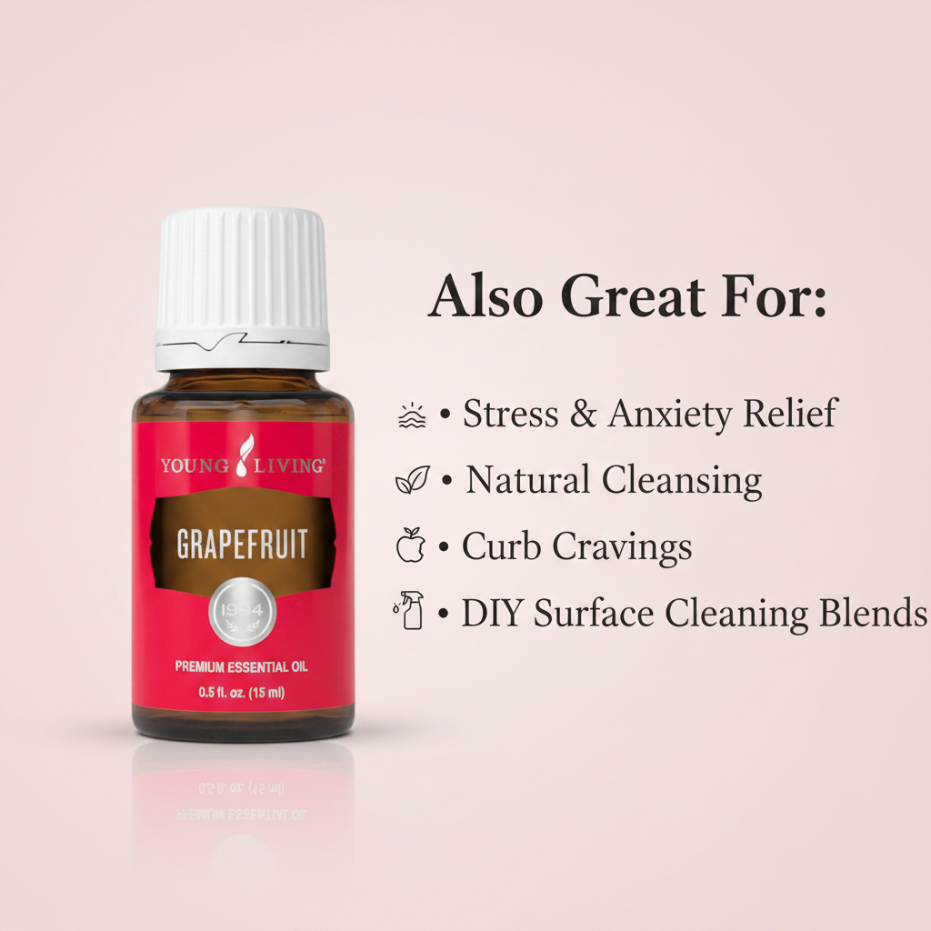 Grapefruit infographic - Also Great For Stress Relief, Natural Cleansing, Curb Cravings, DIY Cleaning