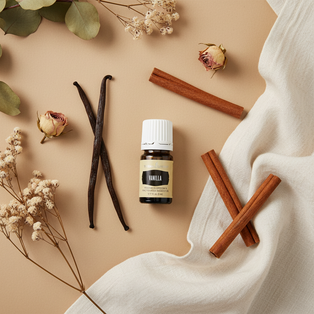 Vanilla oleoresin warm spice flat lay