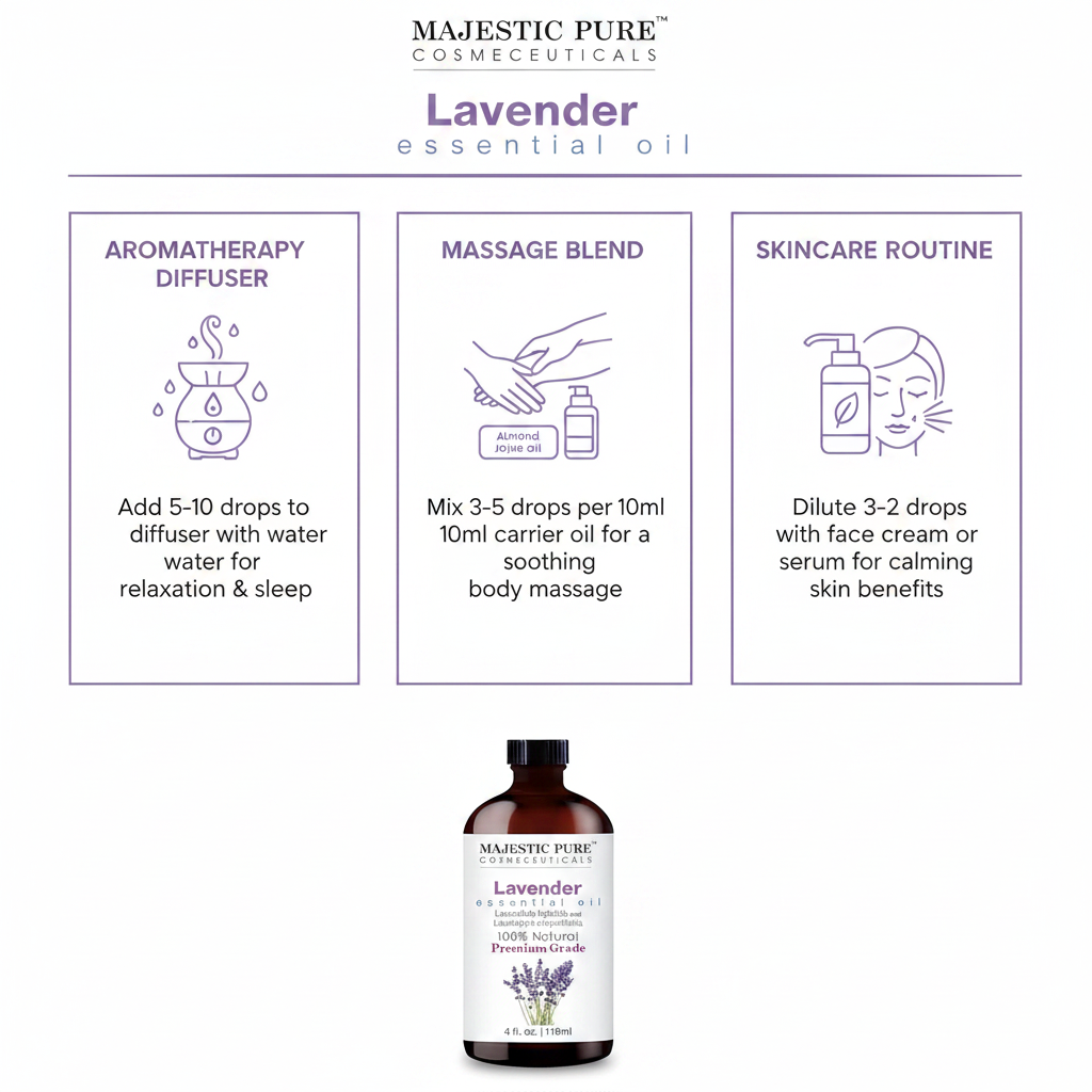 Majestic Pure Lavender Essential Oil – How to Use Infographic