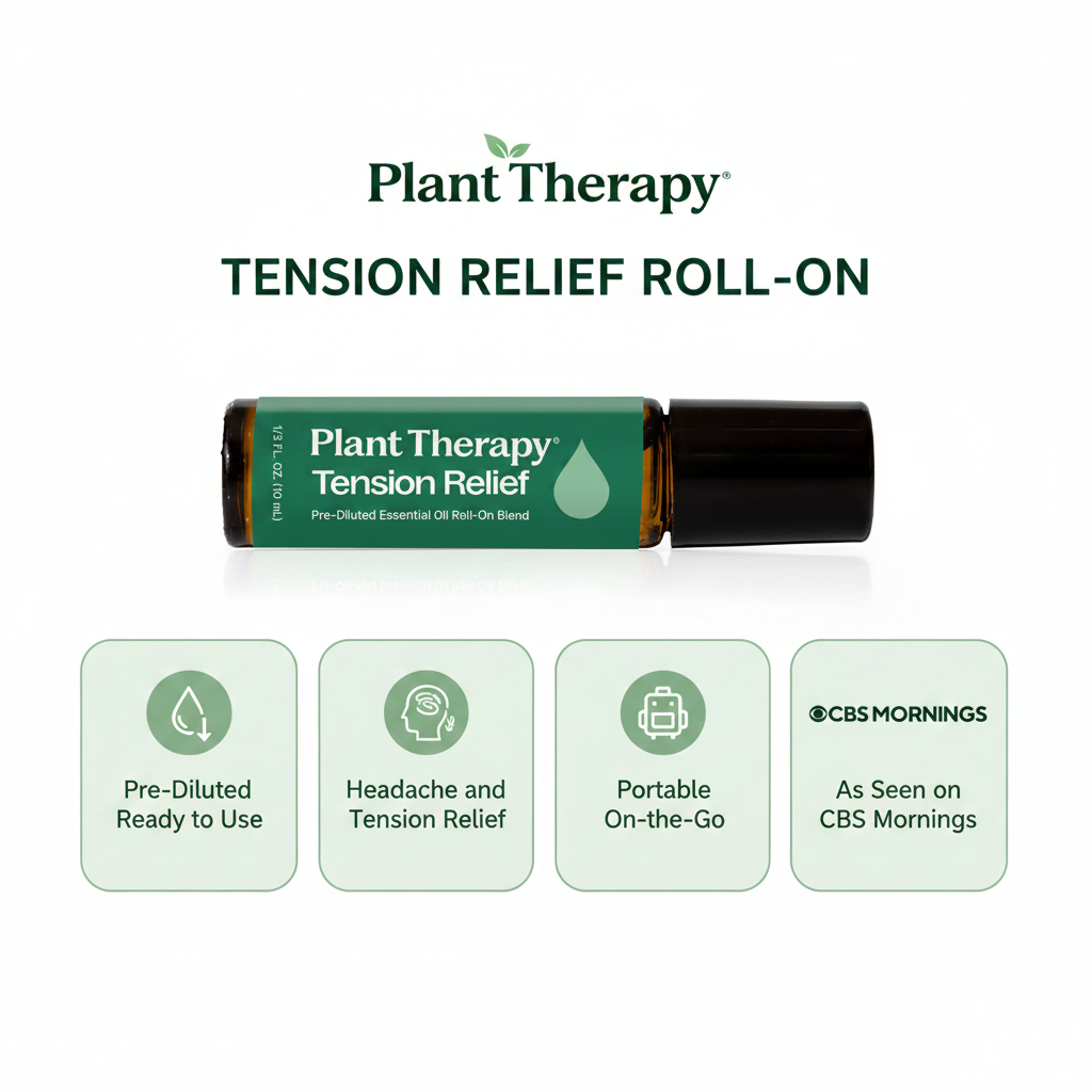 Plant Therapy Tension Relief key benefits infographic