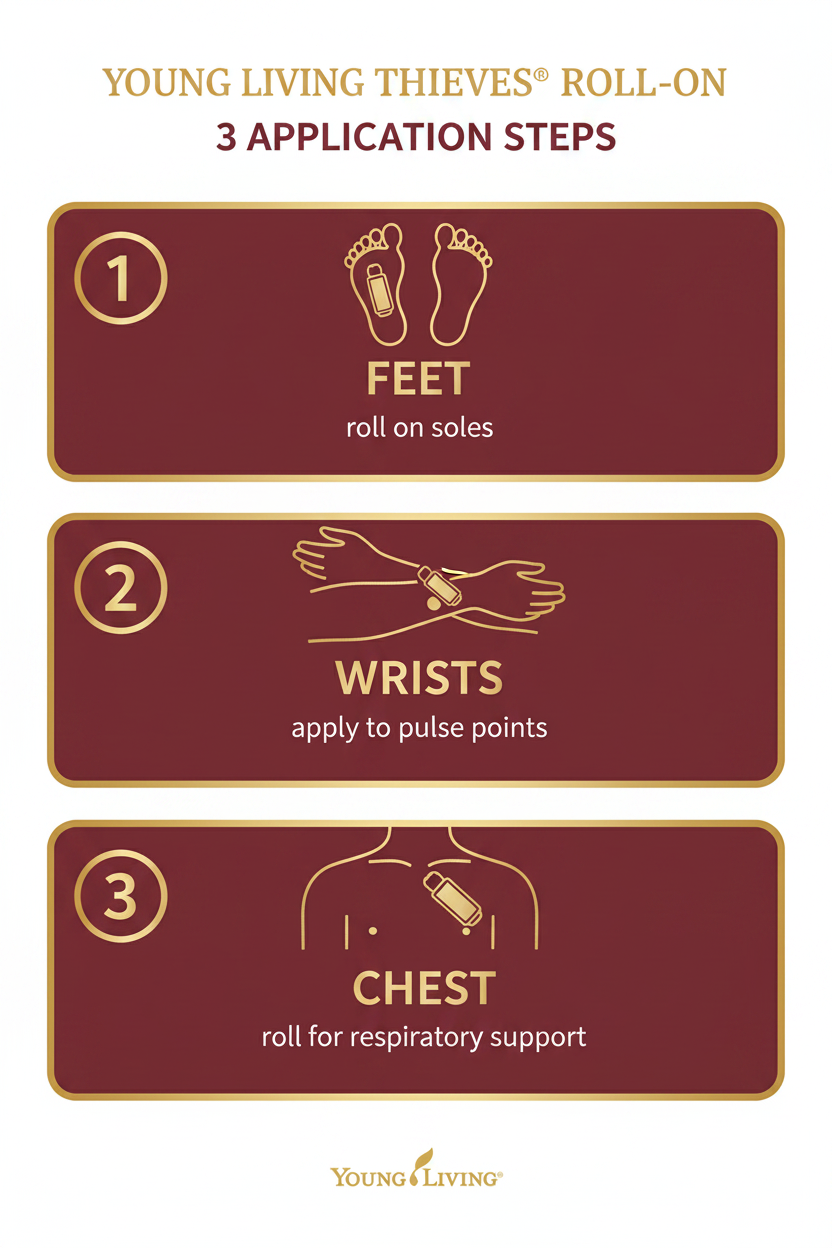 How to use Thieves Roll-On infographic