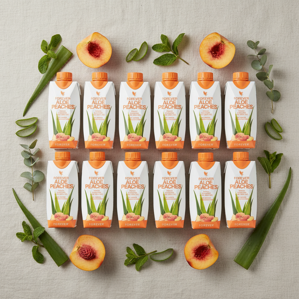Forever living Aloe Peaches Minis Peach Aloe Vera Gel Drink 12 Pack