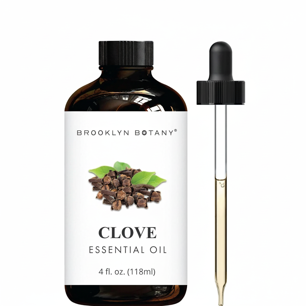 Brooklyn Botany Clove Oil flat lay with botanicals