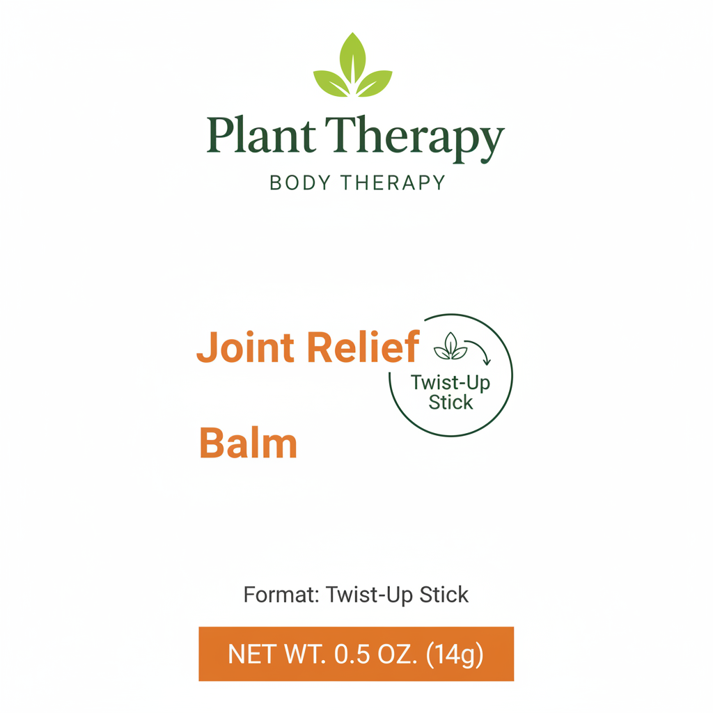 Plant Therapy Joint Relief Balm product details infographic