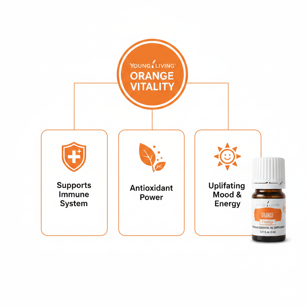 Orange Vitality key benefits infographic