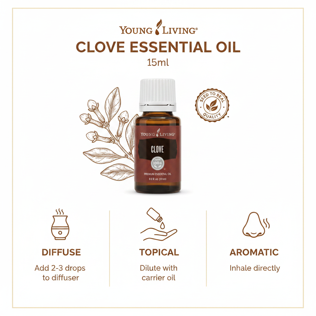 Clove Essential Oil 15ml how to use infographic