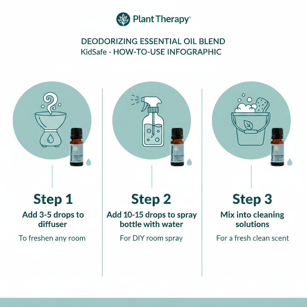 Plant Therapy Deodorizing KidSafe how to use infographic