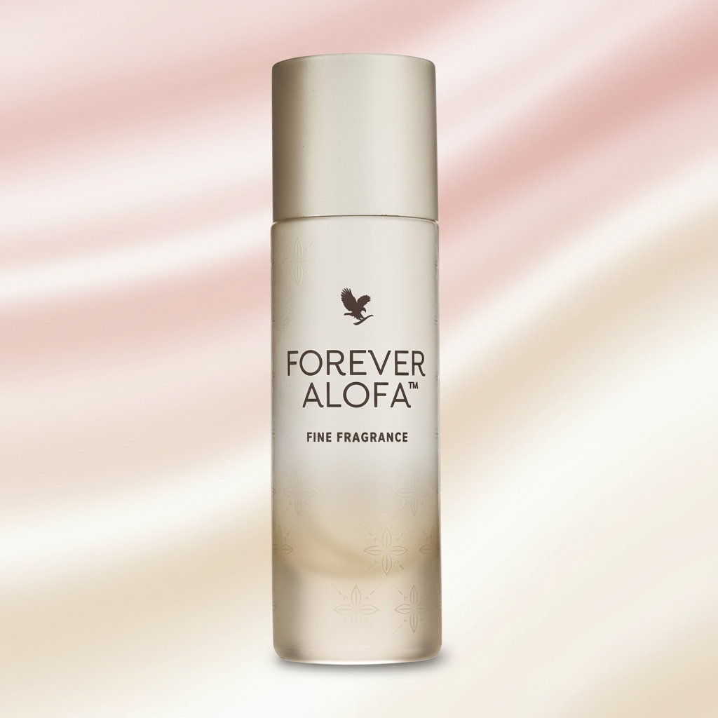 Forever Alofa Fine Fragrance on blush pink and cream background